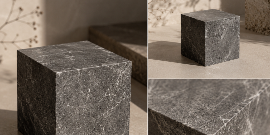 Muestras de piedra natural para selección de materiales en interiores