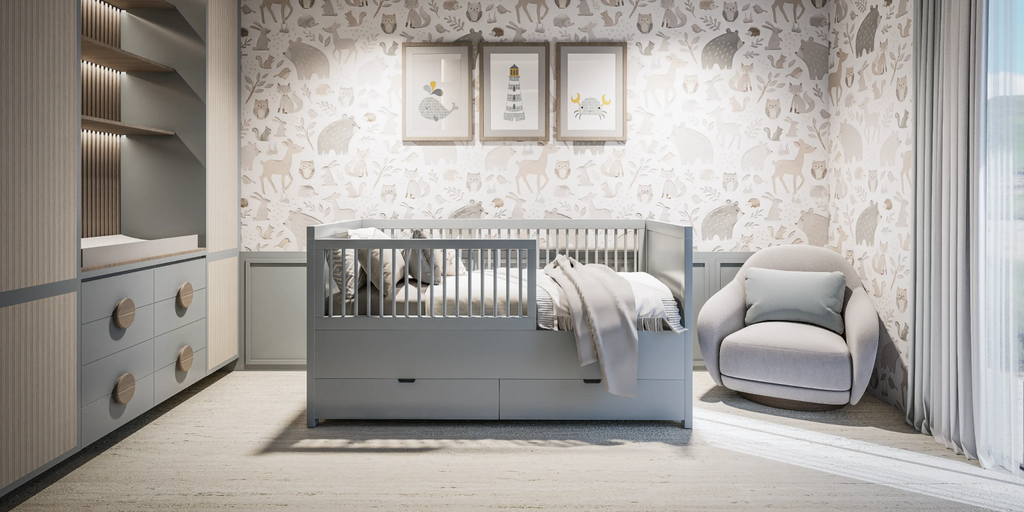 Habitación infantil con materiales resistentes y fáciles de mantener